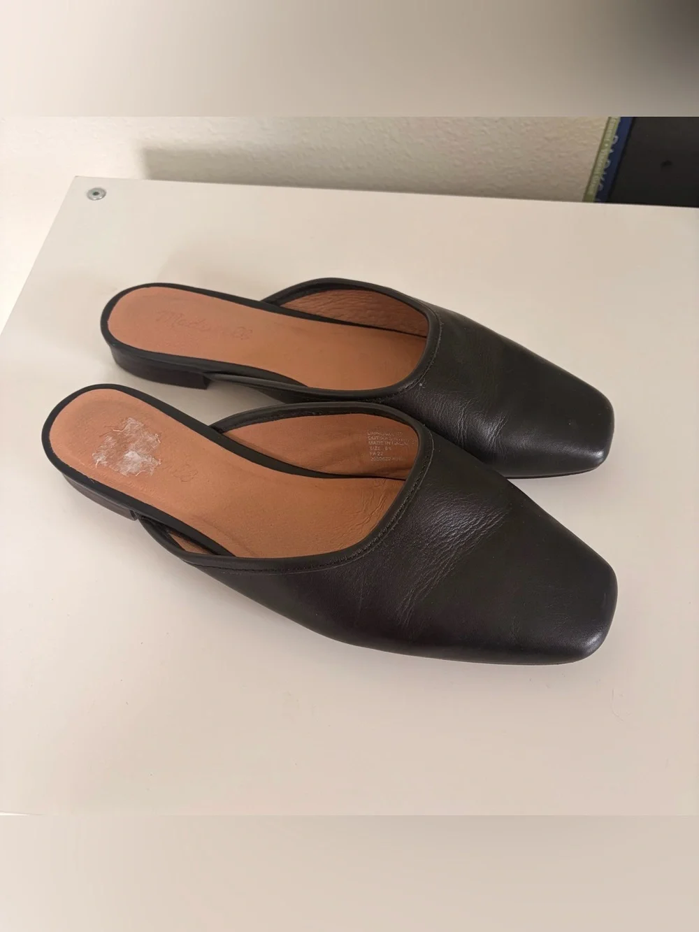 Madewell Adelina Black Leather Slip-On Women's Mules Flats - Picture 1 of 4